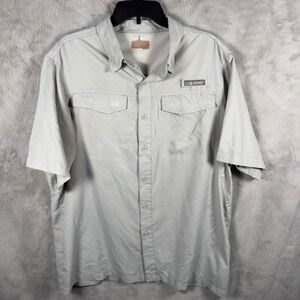 Habit Mens Short Sleeve Fishing Shirt Button Up Collar Pockets‎ Tan Size XL